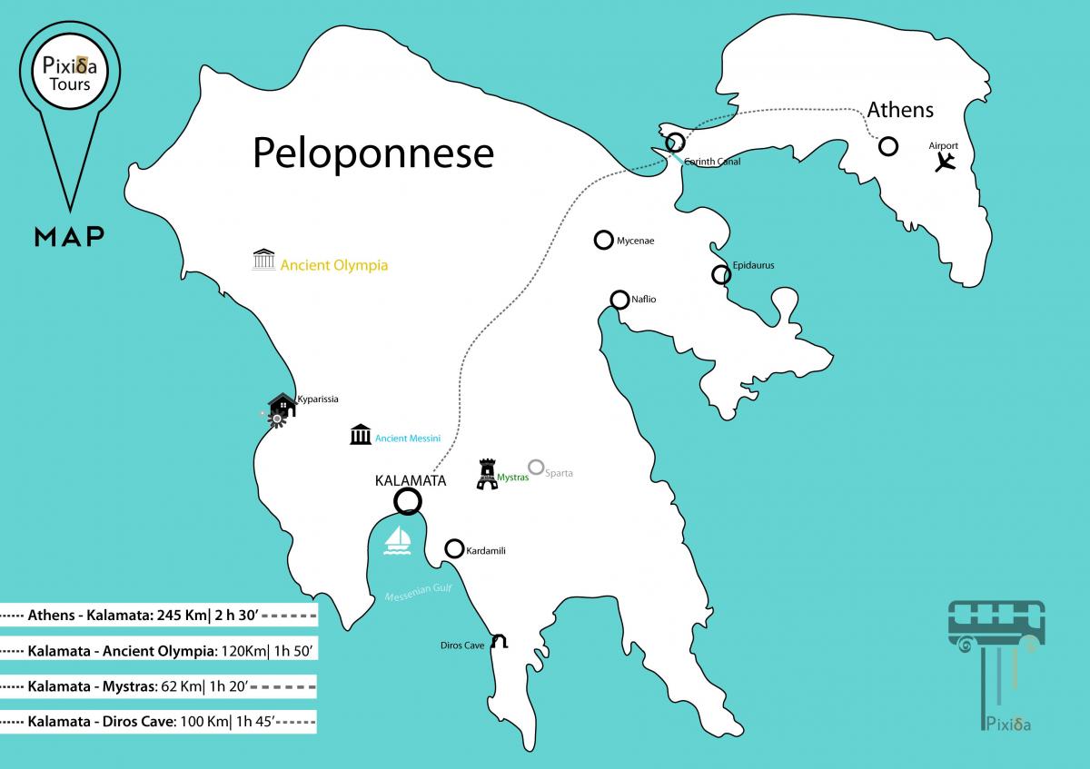 Pelopon Z Starovek Gr Cko Mapa Mapa Starovek Ho Gr Cka Peloponnesus   Peloponéz Starovekom Grécku Mapu 